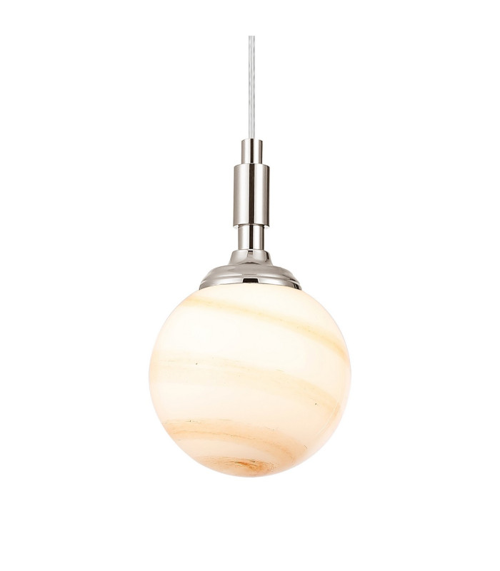 Richmond 12cm Pendant 1 Light G9 IP44 Polished Nickel/Brown/White Round Marble Effect Glass-7