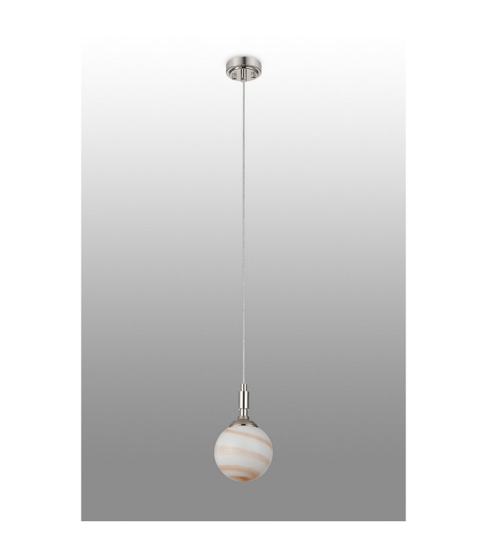 Richmond 12cm Pendant 1 Light G9 IP44 Polished Nickel/Brown/White Round Marble Effect Glass-8