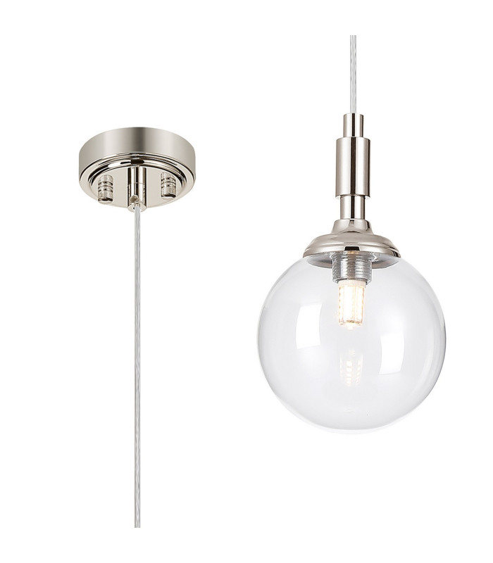 Richmond 12cm Pendant 1 Light G9 IP44 Polished Nickel/Clear Smooth Round Glass-1
