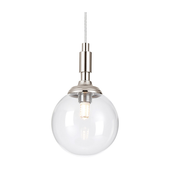 Richmond 12cm Pendant 1 Light G9 IP44 Polished Nickel/Clear Smooth Round Glass-7