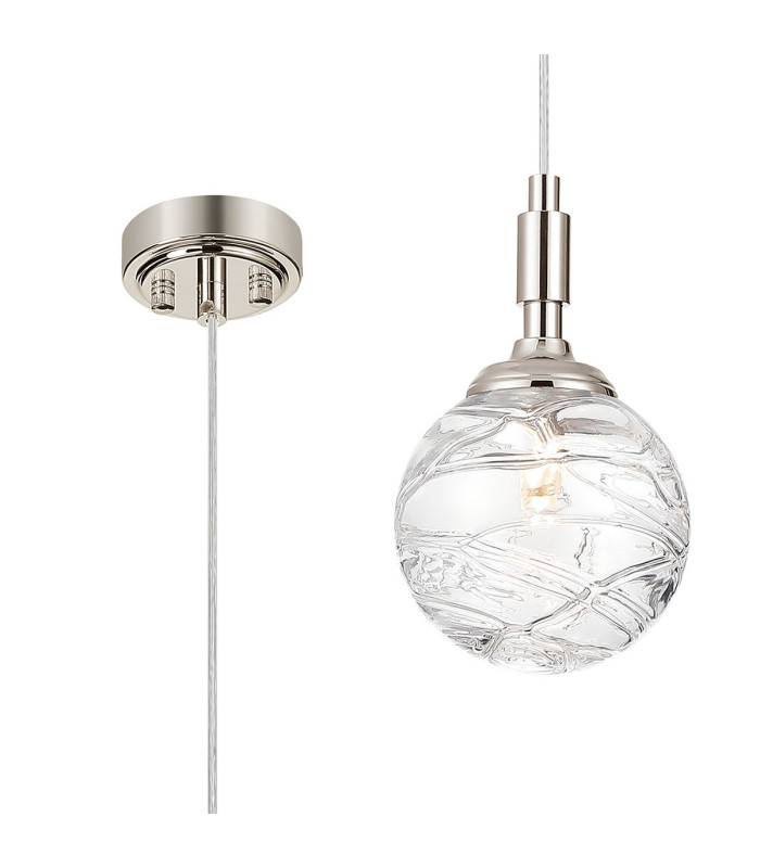 Richmond 12cm Pendant 1 Light G9 IP44 Polished Nickel/Clear Dune Effect Round Glass-1