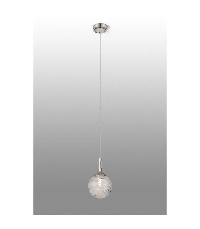 Richmond 12cm Pendant 1 Light G9 IP44 Polished Nickel/Clear Dune Effect Round Glass-3
