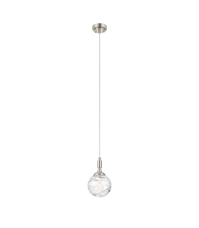 Richmond 12cm Pendant 1 Light G9 IP44 Polished Nickel/Clear Dune Effect Round Glass-4