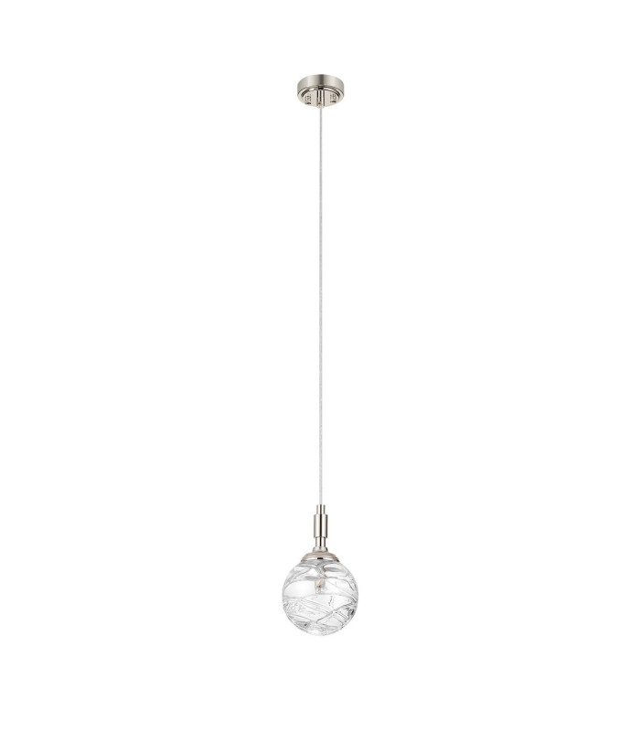 Richmond 12cm Pendant 1 Light G9 IP44 Polished Nickel/Clear Dune Effect Round Glass-5