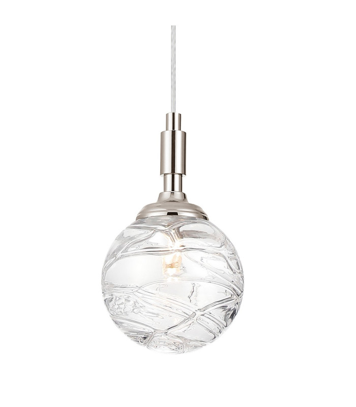 Richmond 12cm Pendant 1 Light G9 IP44 Polished Nickel/Clear Dune Effect Round Glass-7