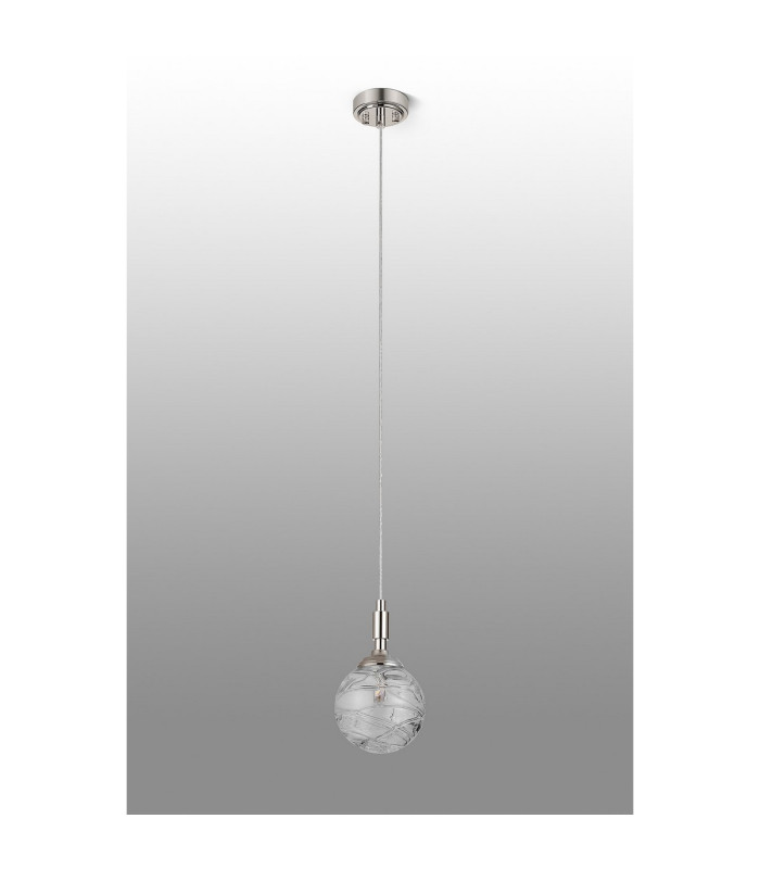 Richmond 12cm Pendant 1 Light G9 IP44 Polished Nickel/Clear Dune Effect Round Glass-8
