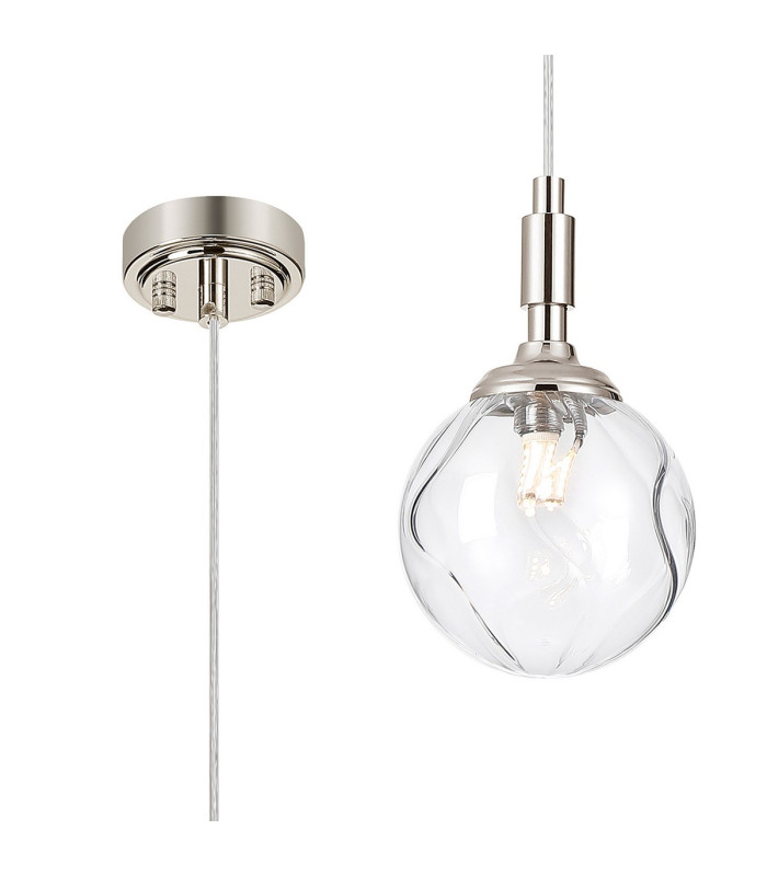 Richmond 12cm Pendant 1 Light G9 IP44 Polished Nickel/Clear Waved Round Glass-1