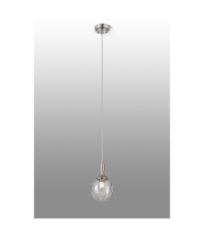 Richmond 12cm Pendant 1 Light G9 IP44 Polished Nickel/Clear Waved Round Glass-3