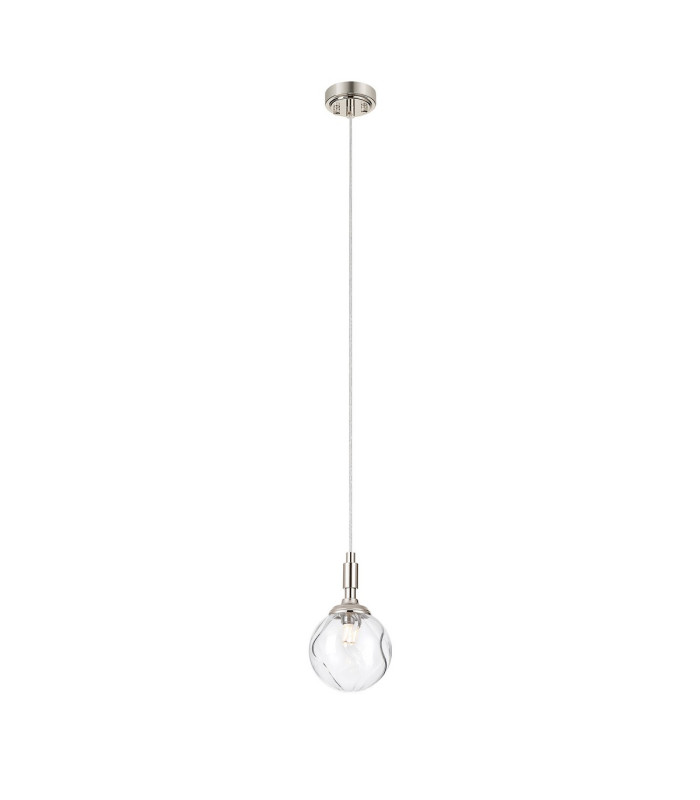 Richmond 12cm Pendant 1 Light G9 IP44 Polished Nickel/Clear Waved Round Glass-4