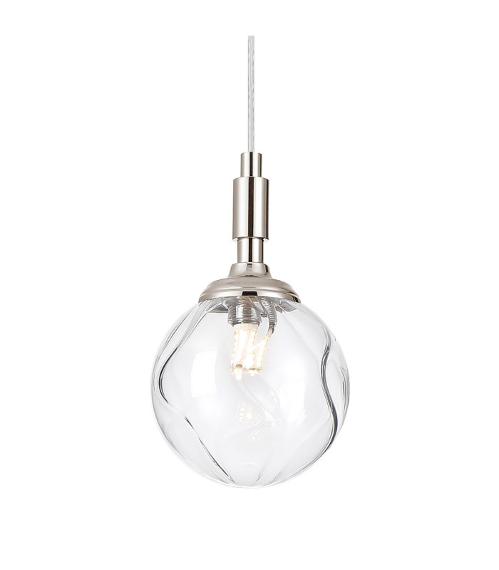 Richmond 12cm Pendant 1 Light G9 IP44 Polished Nickel/Clear Waved Round Glass-7