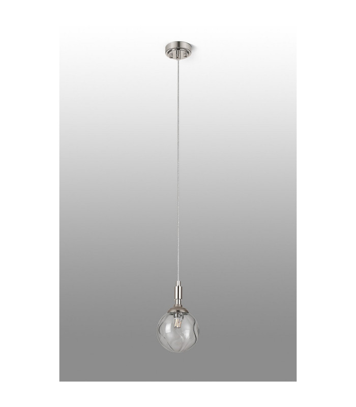 Richmond 12cm Pendant 1 Light G9 IP44 Polished Nickel/Clear Waved Round Glass-8