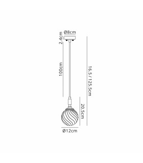 Richmond 12cm Pendant 1 Light G9 IP44 Polished Nickel/Clear Swirl Round Glass-2