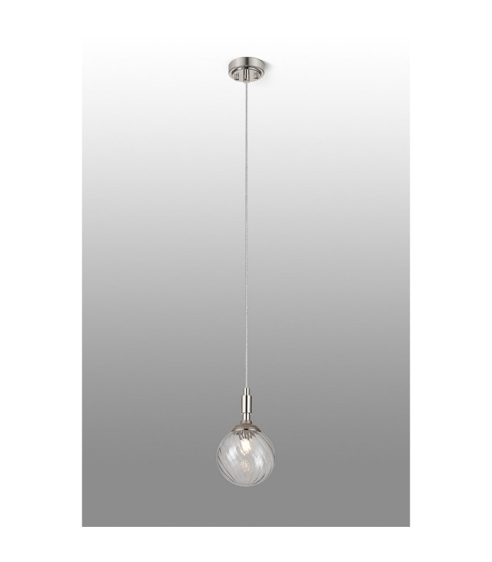 Richmond 12cm Pendant 1 Light G9 IP44 Polished Nickel/Clear Swirl Round Glass-3