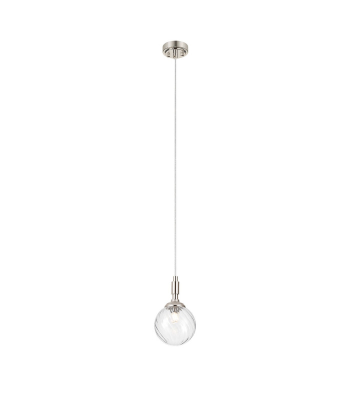 Richmond 12cm Pendant 1 Light G9 IP44 Polished Nickel/Clear Swirl Round Glass-4