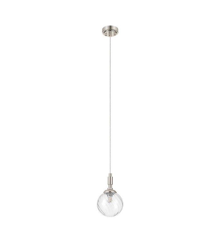 Richmond 12cm Pendant 1 Light G9 IP44 Polished Nickel/Clear Swirl Round Glass-5