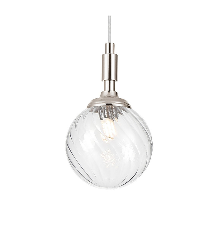 Richmond 12cm Pendant 1 Light G9 IP44 Polished Nickel/Clear Swirl Round Glass-7
