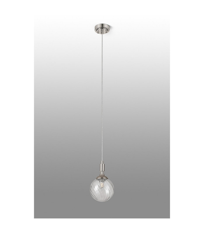 Richmond 12cm Pendant 1 Light G9 IP44 Polished Nickel/Clear Swirl Round Glass-8