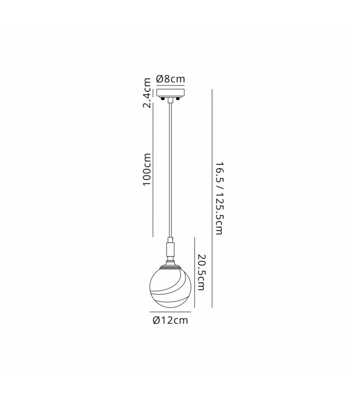 Richmond 12cm Pendant 1 Light G9 IP44 Polished Nickel/Grey/White Round Marble Effect Glass-2