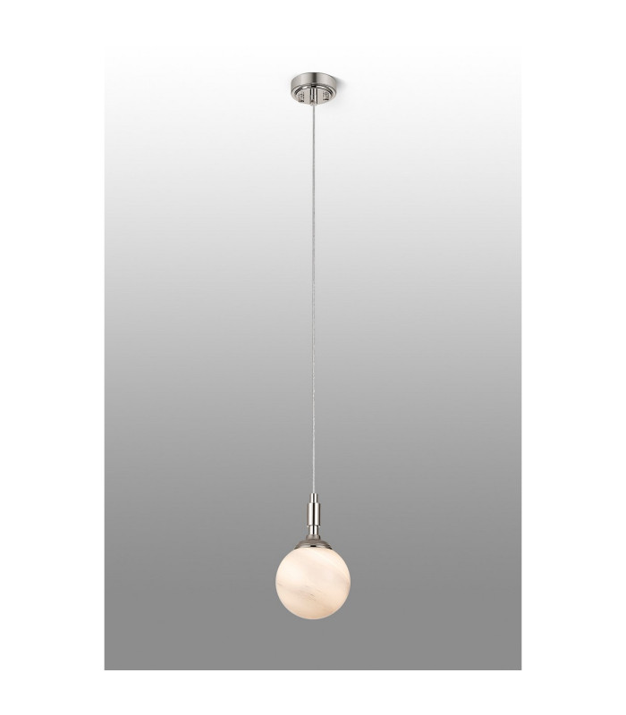 Richmond 12cm Pendant 1 Light G9 IP44 Polished Nickel/Grey/White Round Marble Effect Glass-3