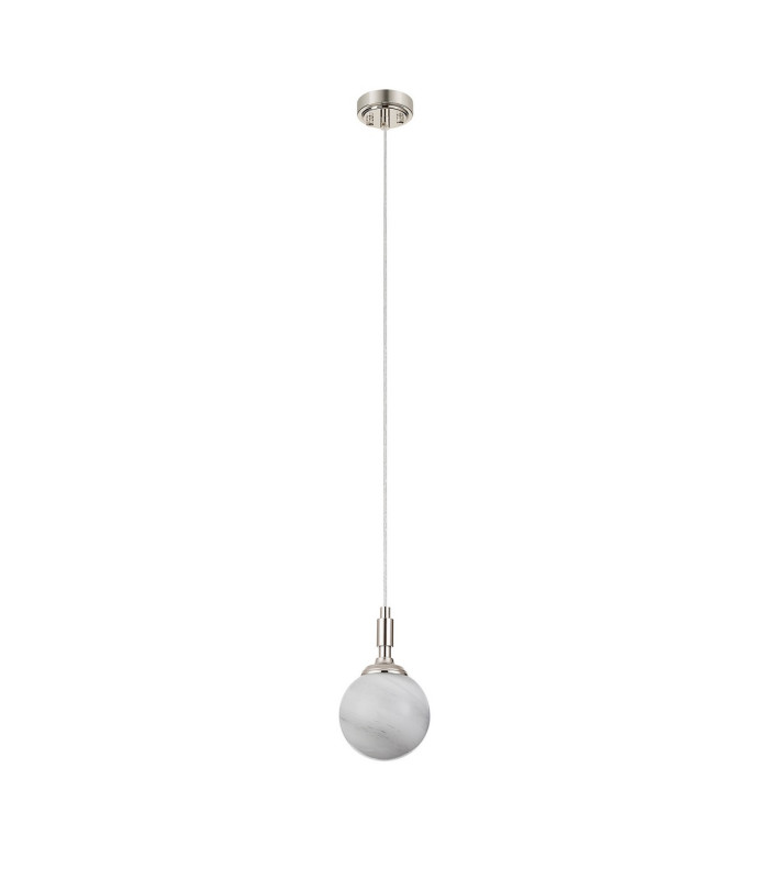 Richmond 12cm Pendant 1 Light G9 IP44 Polished Nickel/Grey/White Round Marble Effect Glass-5