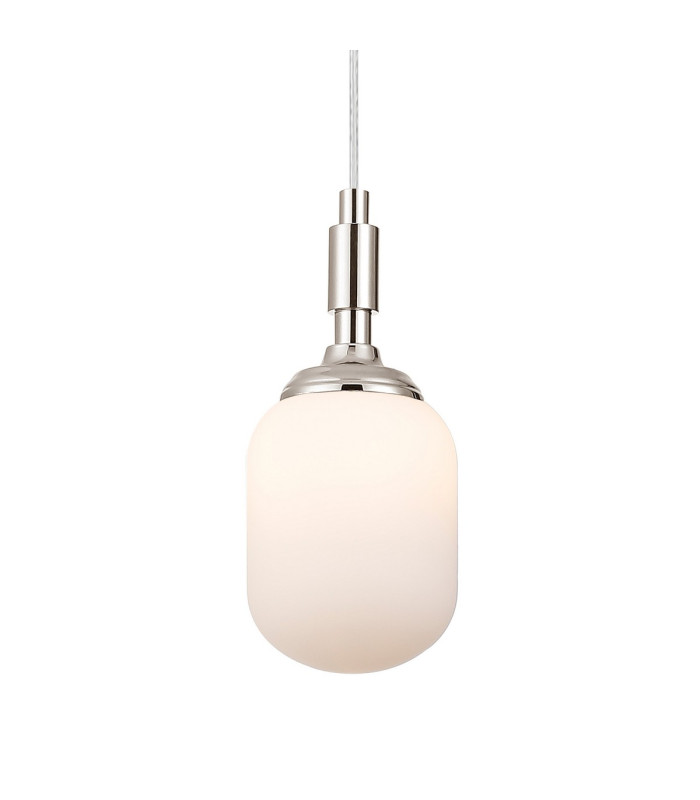 Richmond 9cm Pendant 1 Light G9 IP44 Polished Nickel/Opal Smooth Tubular Glass-7