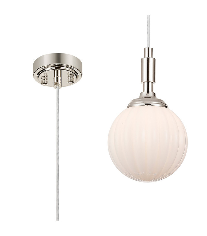 Richmond 12cm Pendant 1 Light G9 IP44 Polished Nickel/Opal Round Segment Glass-1