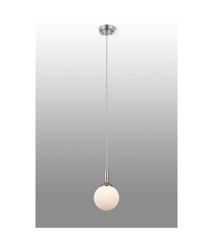 Richmond 12cm Pendant 1 Light G9 IP44 Polished Nickel/Opal Round Segment Glass-3