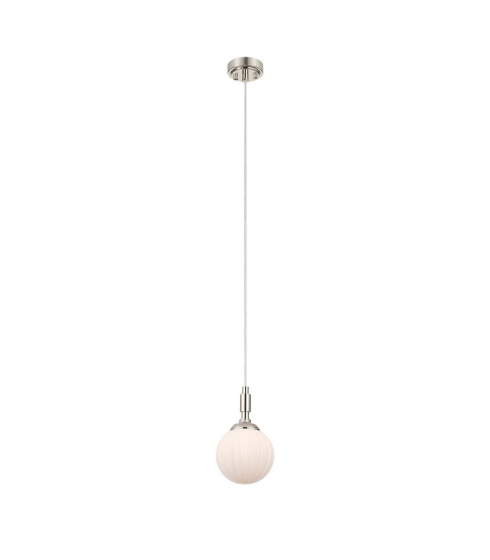 Richmond 12cm Pendant 1 Light G9 IP44 Polished Nickel/Opal Round Segment Glass-5