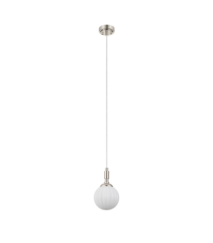 Richmond 12cm Pendant 1 Light G9 IP44 Polished Nickel/Opal Round Segment Glass-6