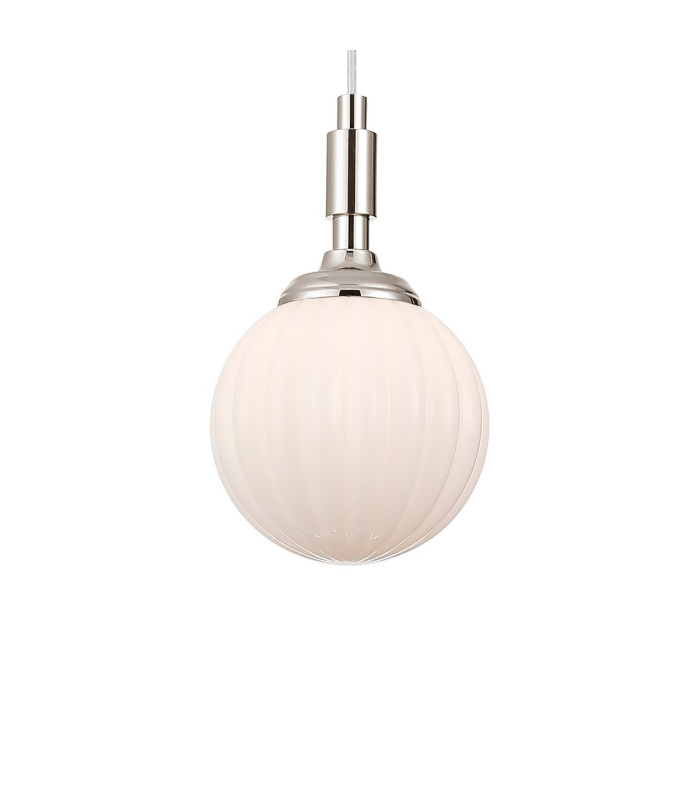 Richmond 12cm Pendant 1 Light G9 IP44 Polished Nickel/Opal Round Segment Glass-8
