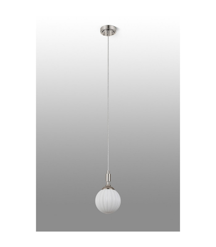 Richmond 12cm Pendant 1 Light G9 IP44 Polished Nickel/Opal Round Segment Glass-9