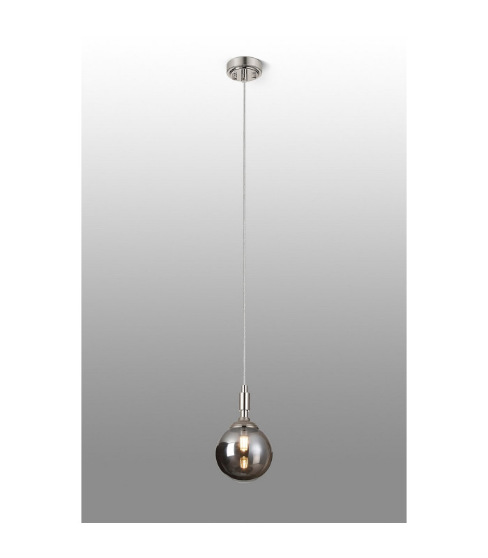 Richmond 12cm Pendant 1 Light G9 IP44 Polished Nickel/Smoke Smooth Round Glass-3