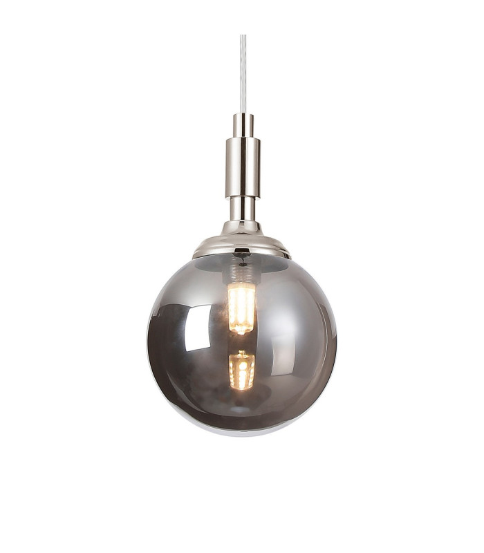 Richmond 12cm Pendant 1 Light G9 IP44 Polished Nickel/Smoke Smooth Round Glass-7