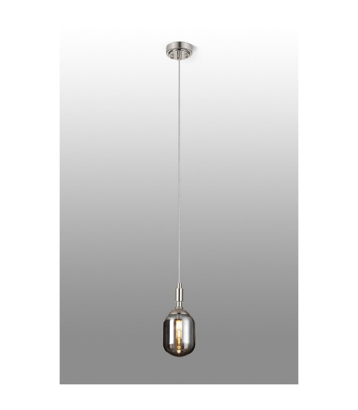 Richmond 9cm Pendant 1 Light G9 IP44 Polished Nickel/Smoke Smooth Tubular Glass-3