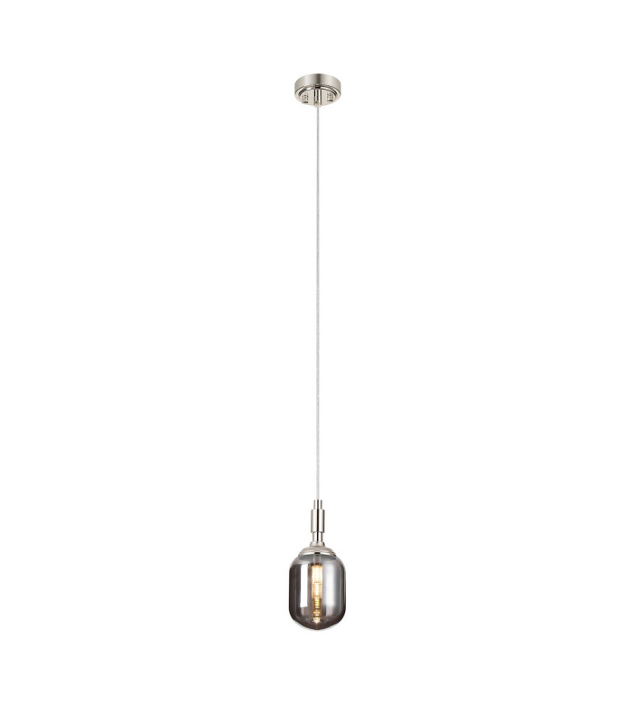 Richmond 9cm Pendant 1 Light G9 IP44 Polished Nickel/Smoke Smooth Tubular Glass-4