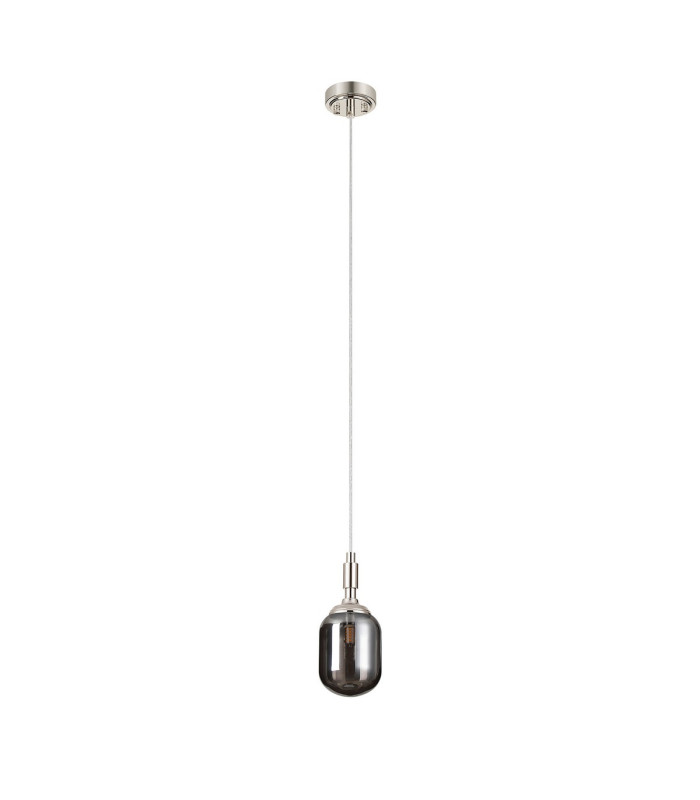 Richmond 9cm Pendant 1 Light G9 IP44 Polished Nickel/Smoke Smooth Tubular Glass-5