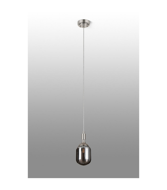 Richmond 9cm Pendant 1 Light G9 IP44 Polished Nickel/Smoke Smooth Tubular Glass-8