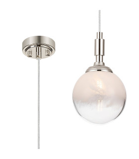 Richmond 12cm Pendant 1 Light G9 IP44 Polished Nickel/White Two-Tone Snow Specks Round Glass-1