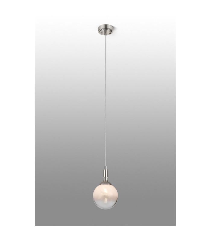 Richmond 12cm Pendant 1 Light G9 IP44 Polished Nickel/White Two-Tone Snow Specks Round Glass-3