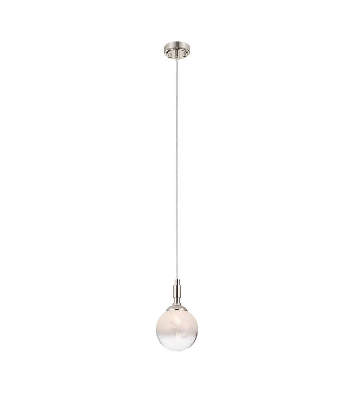Richmond 12cm Pendant 1 Light G9 IP44 Polished Nickel/White Two-Tone Snow Specks Round Glass-4
