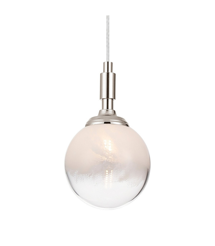 Richmond 12cm Pendant 1 Light G9 IP44 Polished Nickel/White Two-Tone Snow Specks Round Glass-7