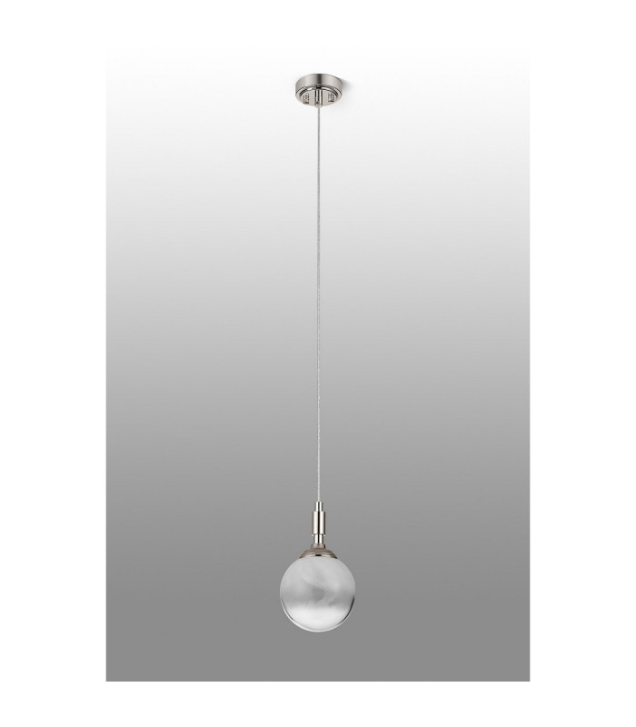 Richmond 12cm Pendant 1 Light G9 IP44 Polished Nickel/White Two-Tone Snow Specks Round Glass-8