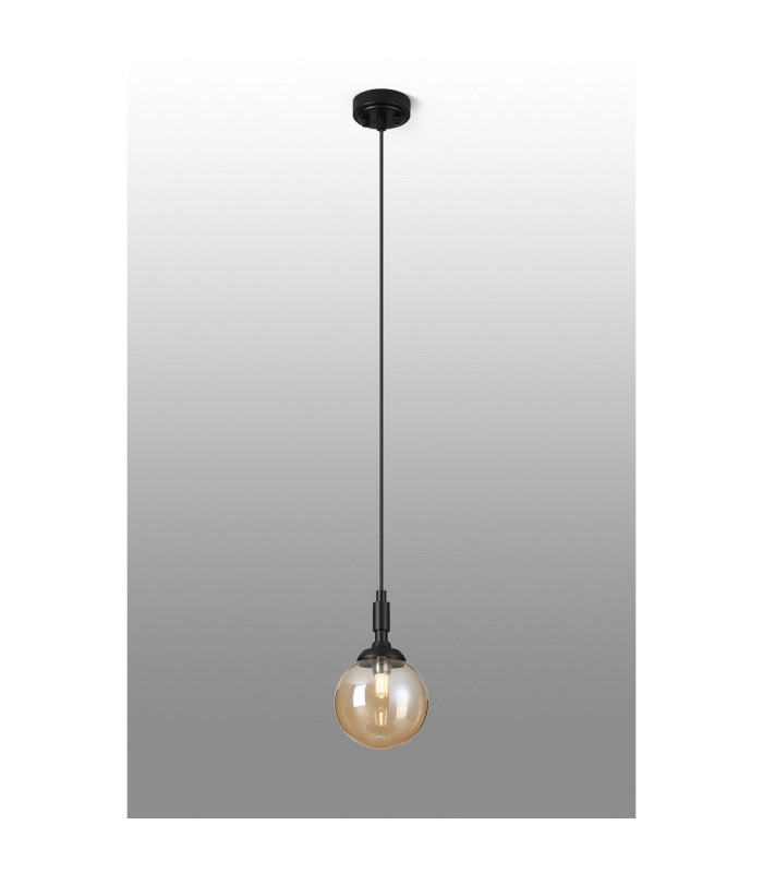Richmond 12cm Pendant 1 Light G9 IP44 Satin Black/Amber Smooth Round Glass-3