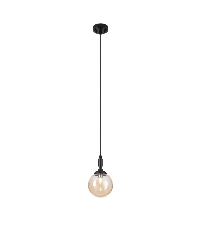 Richmond 12cm Pendant 1 Light G9 IP44 Satin Black/Amber Smooth Round Glass-4