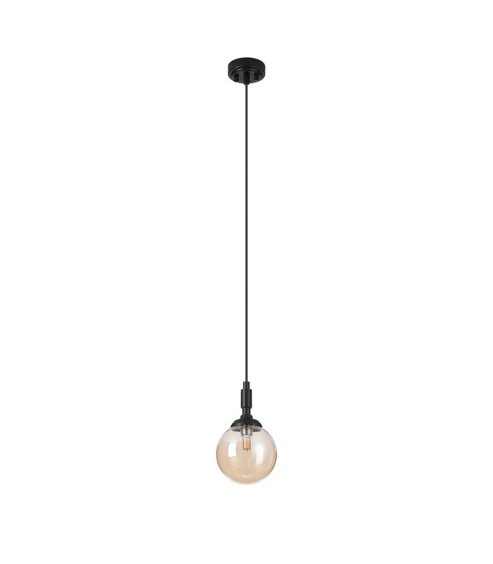 Richmond 12cm Pendant 1 Light G9 IP44 Satin Black/Amber Smooth Round Glass-5