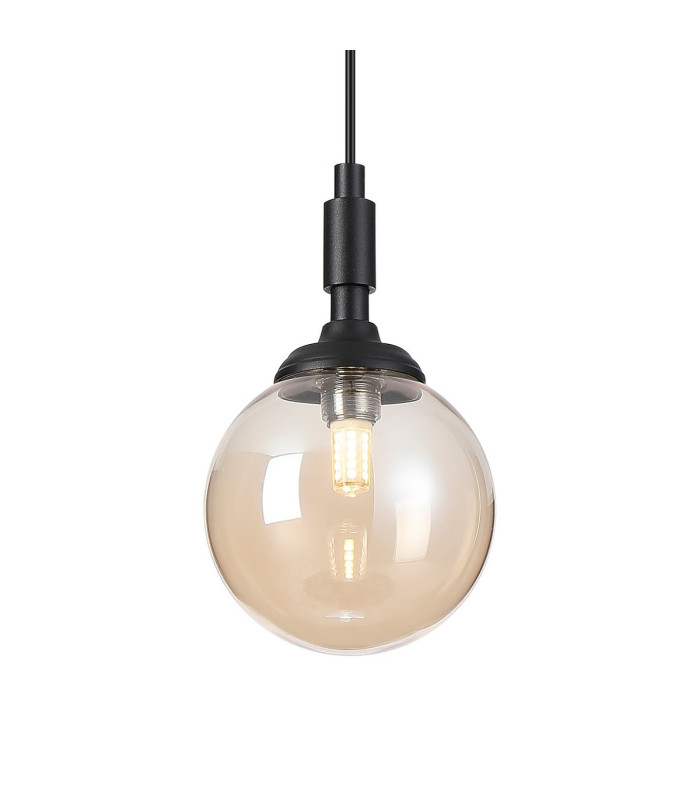 Richmond 12cm Pendant 1 Light G9 IP44 Satin Black/Amber Smooth Round Glass-7
