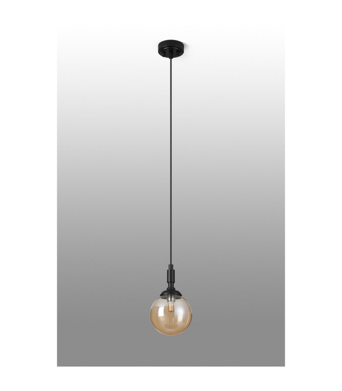Richmond 12cm Pendant 1 Light G9 IP44 Satin Black/Amber Smooth Round Glass-8