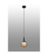 Richmond 12cm Pendant 1 Light G9 IP44 Satin Black/Amber Ribbed Round Glass-3
