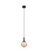 Richmond 12cm Pendant 1 Light G9 IP44 Satin Black/Amber Ribbed Round Glass-4
