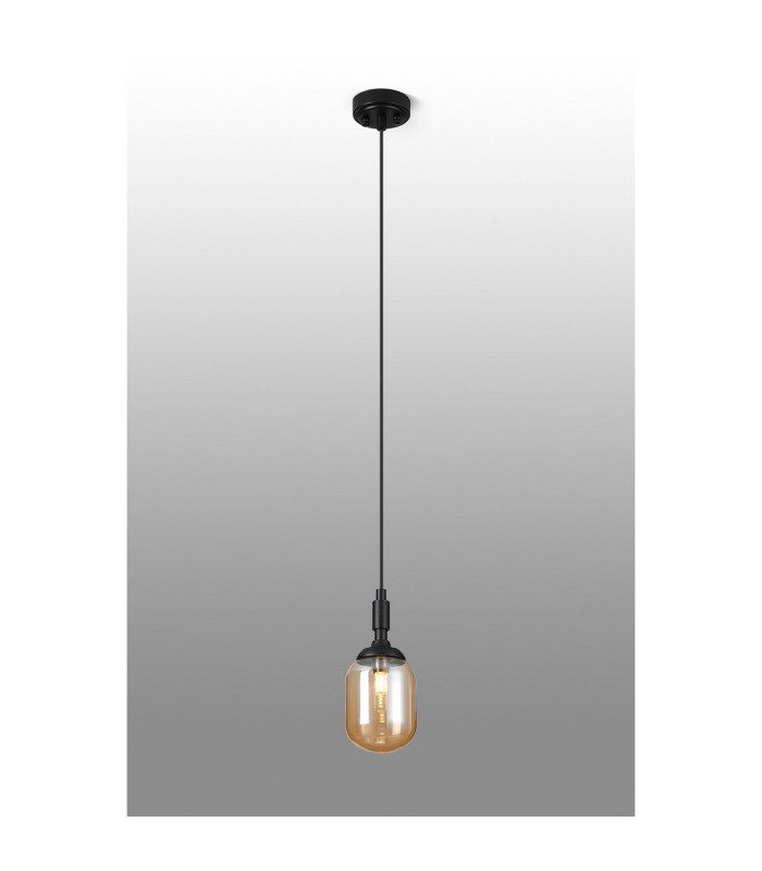 Richmond 9cm Pendant 1 Light G9 IP44 Satin Black/Amber Smooth Tubular Glass-3